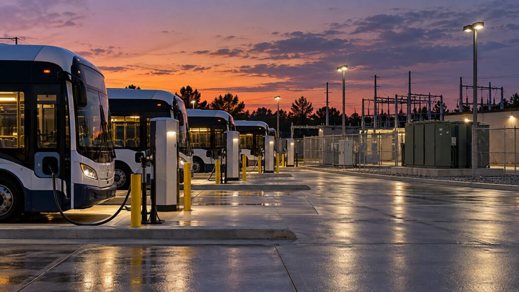 Staggered Bus Charging at a Depot