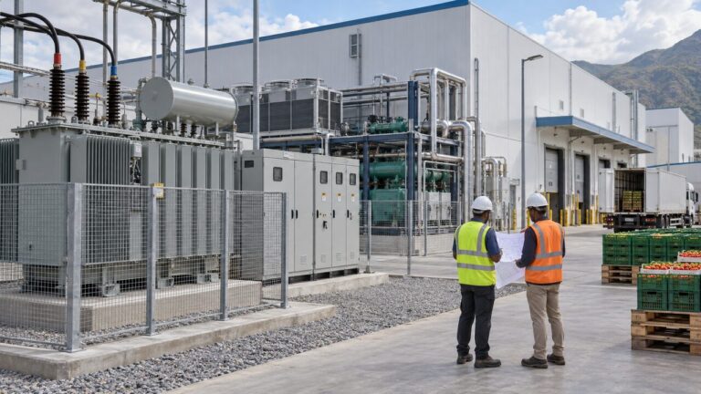 Oil-immersed transformer supplying a cold-storage and food-processing plant in Africa