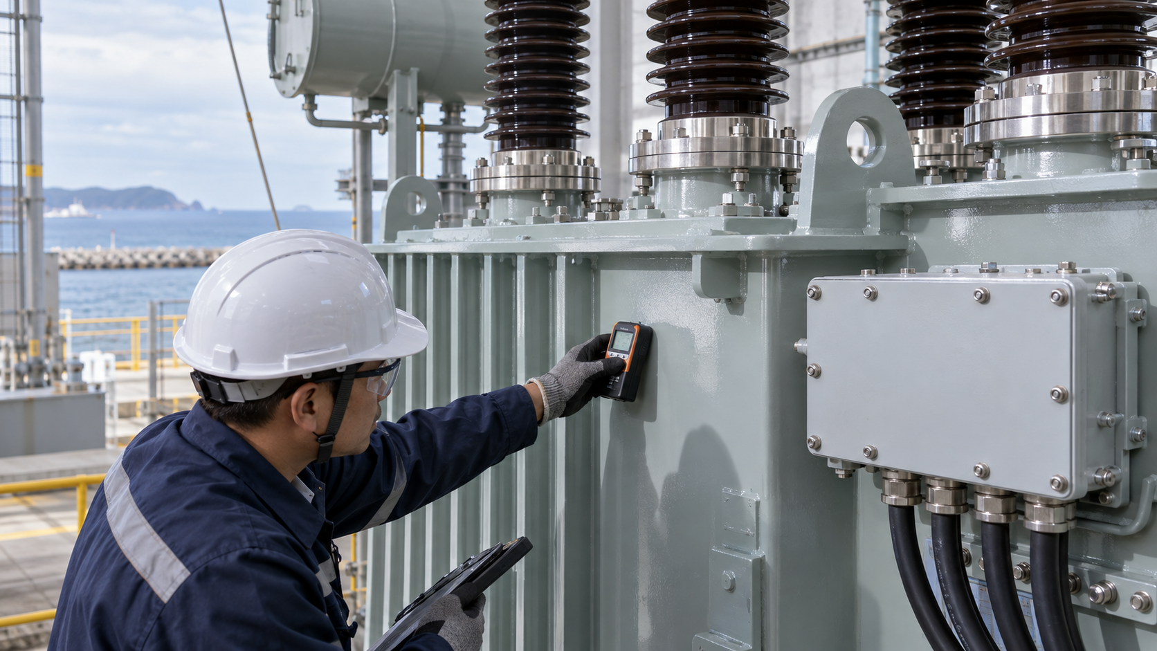 Inspection of transformer coating and sealed terminal boxes for salt air service