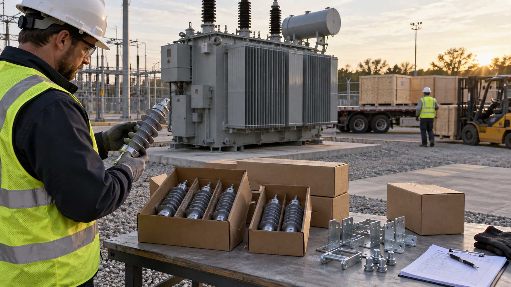 Outdoor surge arrester equipment and transformer delivery accessories