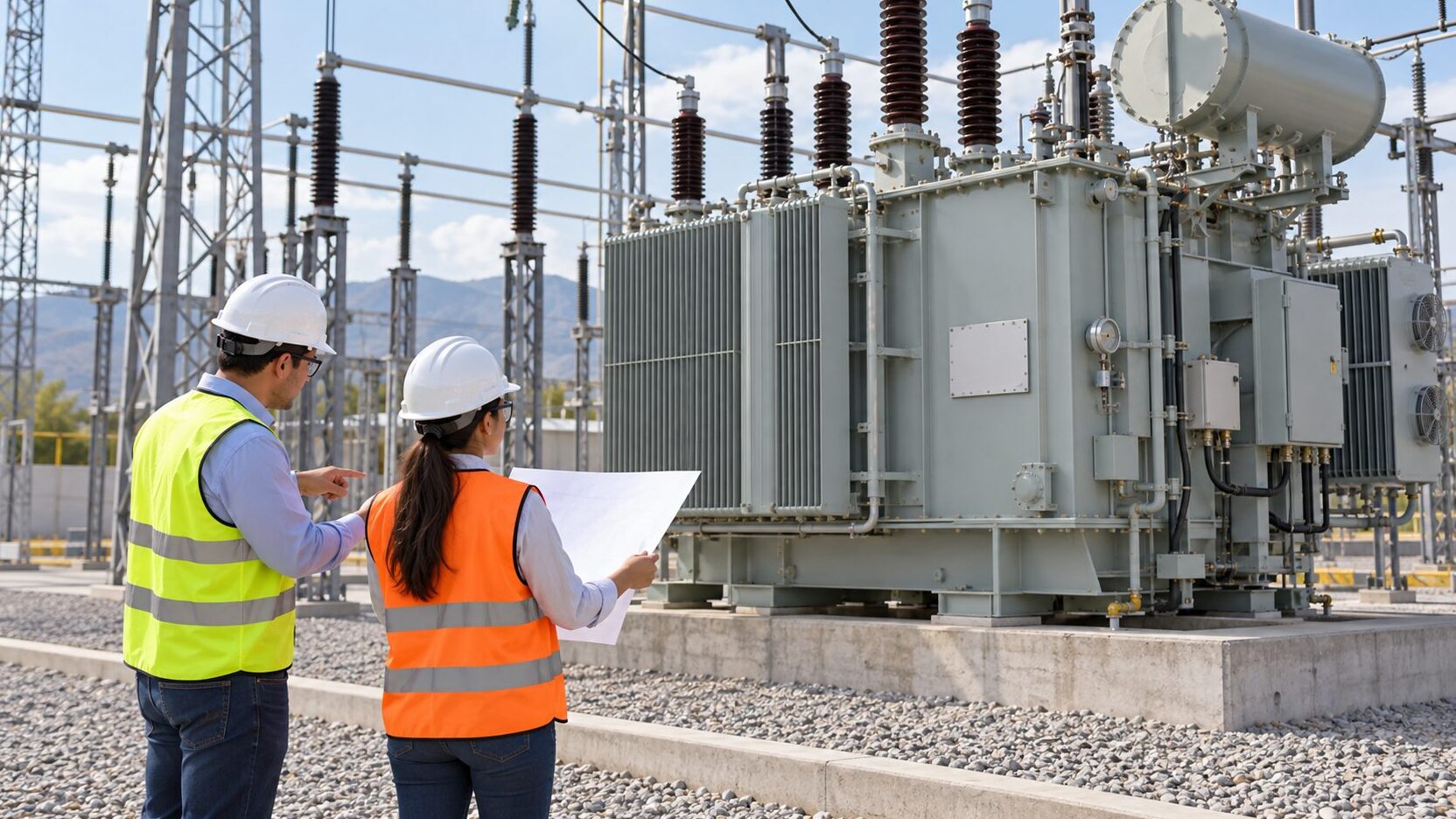 Transformer Nameplate Approval for Latin American EPC Imports: Data, Drawings and Release Gates 5 EPC engineers comparing approved drawings with an installed power transformer