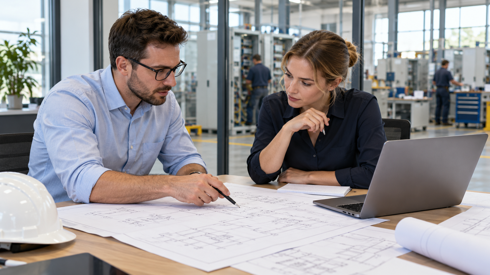 Engineering review of study inputs and design records Engineers reviewing transformer switching transient study inputs and electrical drawings