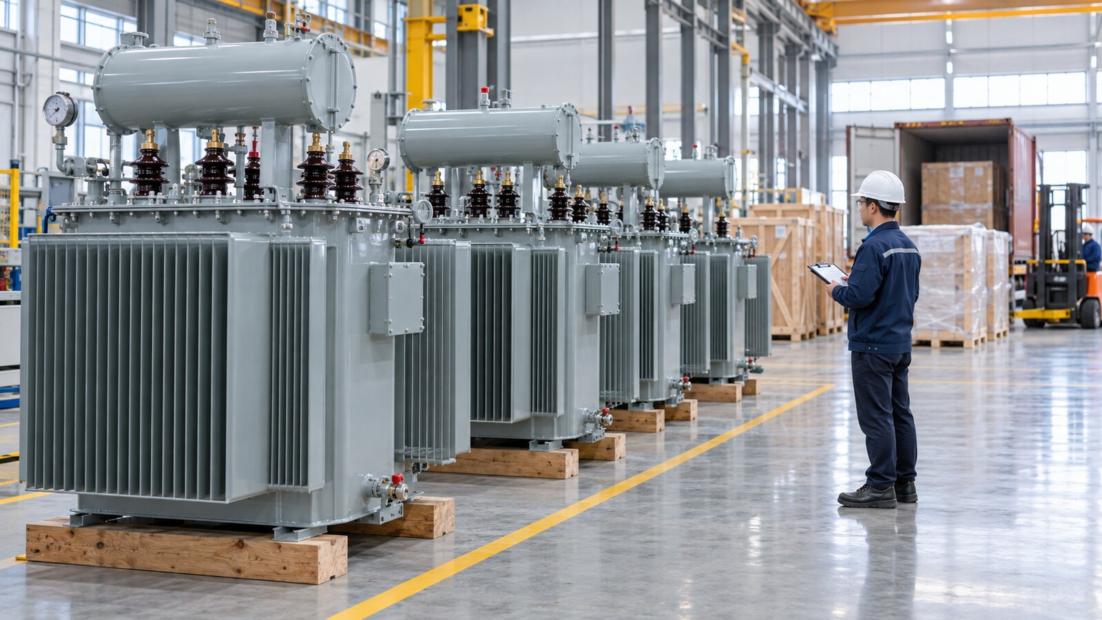 SEC Transformer Prequalification: What Saudi EPC Buyers Must Verify Before RFQ Release 6 Oil-immersed distribution transformers lined up for quality inspection before export packing